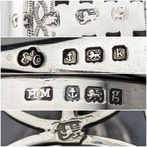 1779 British Antique Sterling Silver & Cut Glass Condiment Set Philip Freeman