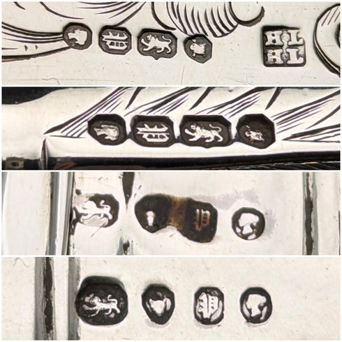 1850 British antique pure silver fish server pair, 370g total, HJ Lias&Son