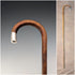 1920s British antique brown shaft, curved handle, sterling silver decoration, walking stick, 89cm
