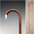 1920s British antique brown shaft, curved handle, sterling silver decoration, walking stick, 89cm