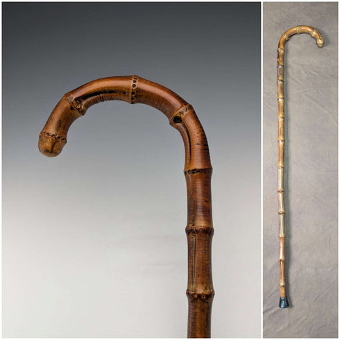 アンティーク 紳士用 バンブー 曲がりハンドルステッキ 杖 87cm