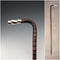 1906 British Antique Walking Stick, 92cm, Brown Handle, L-Handle, Sterling Silver Decoration, by Thomas Davis