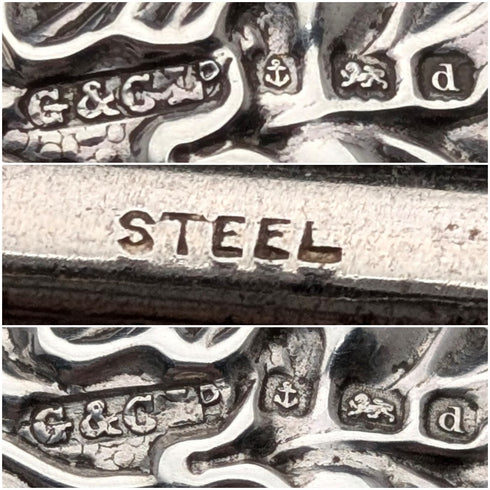 1903年 英国アンティーク 純銀ハンドル シューホーン ボタンフックセット G&C Ltd