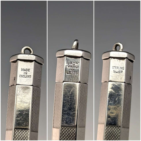 British Vintage YARD-O-RED Hexagon Pure Silver Propulsion Type Mini Pencil YARD-O-LETTE