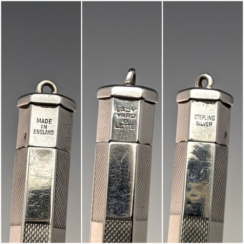 British Vintage YARD-O-RED Hexagon Pure Silver Propulsion Type Mini Pencil YARD-O-LETTE