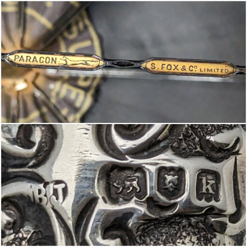 1905年 英国アンティーク 紳士用アンブレラ 純銀&べっ甲風樹脂ハンドル 86cm S.FOX&Co.