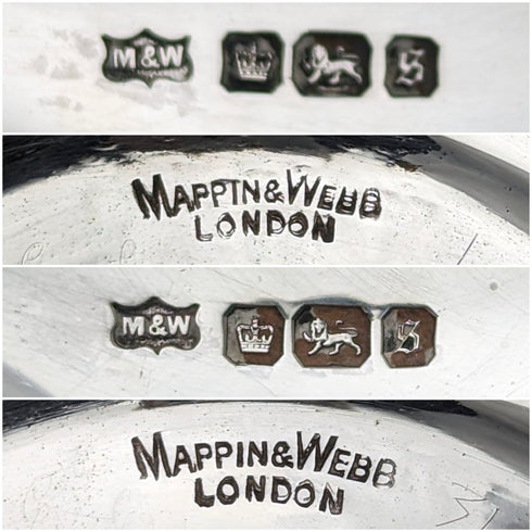 1910 British Antique Sterling Silver Compote Pair Diameter 14cm Total 328g Mappin & Webb