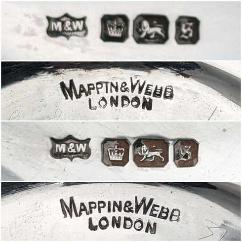 1910 年英國古董純銀蜜餞一對直徑 14 厘米共 328 克 Mappin & Webb