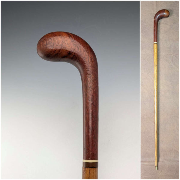 Antique British brown shaft Sunday stick style walking stick 88cm