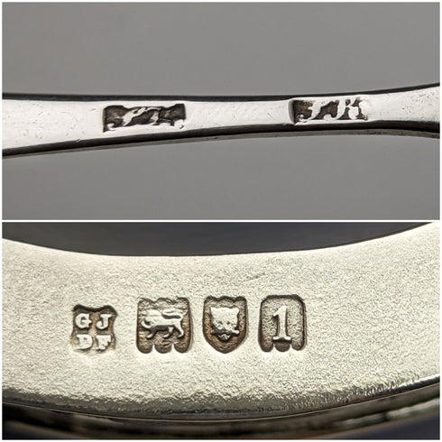 1906 年英國古董純銀和藍草鹽盤和勺子 Josiah Williams