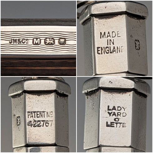 1947 British Yard-O-Lette Sterling Silver Hexagonal Push-Pull Mini Pencil