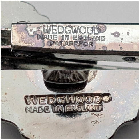 British Wedgwood cufflinks and tie clip with blue jasper sailing ship round cameo and silver base case