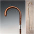 Circa 1930 British vintage brown shaft, curved handle, sterling silver decoration, walking stick, 89cm