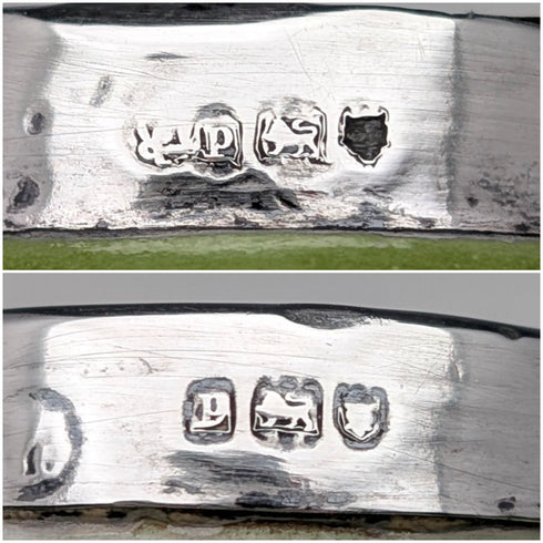 1910年 英国アンティーク 陶器製 女性絵付け 花瓶ペア 純銀装飾