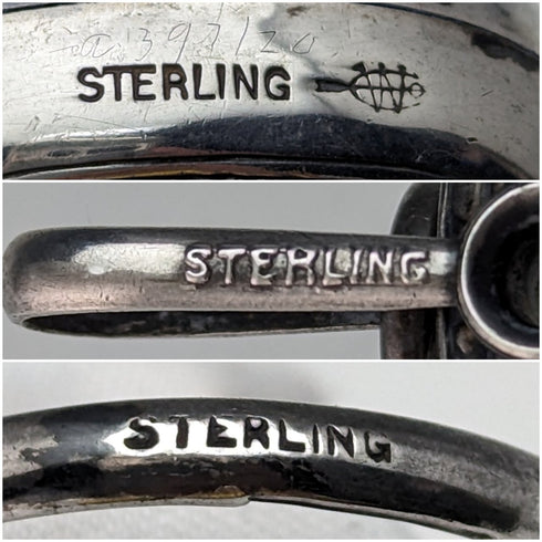 19世紀後半 米国アンティーク 純銀製シャトレーン ボトル、メモ、ペンシル