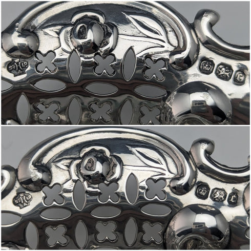 1895 年英國古董純銀一對乾糖果盤 128 克 William Hutton