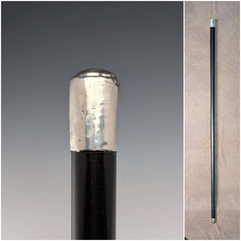 1897 年英國古董黑桿純銀圓柄手杖,90 厘米,GL&Co