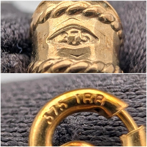 英國復古 9ct 金琺瑯魚形吊墜,搭配 9ct 金鍊和 Carissima 錶殼