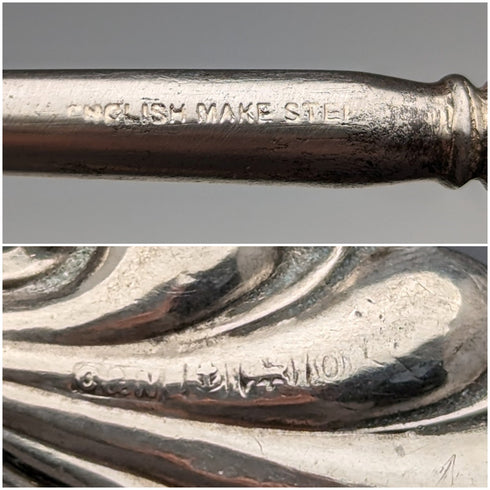 1913年 英国アンティーク 純銀ハンドル ボタンフック Crisford & Norris