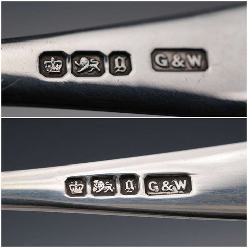 1899年 英国アンティーク 純銀製ティースプーン3本 &シュガートングセット 計76g Gilmour&Watson