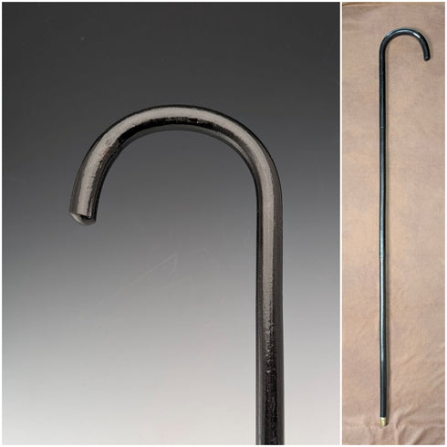 1920年代 アンティーク ブラックシャフト 曲がりハンドル ステッキ 杖 91cm