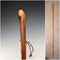Vintage Natural Wood Hiking Stick with Leather Strap, 124cm