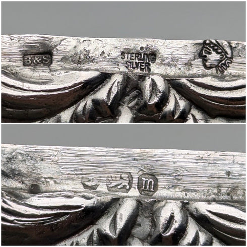 Antique American sterling silver card case with embossed decoration, 75g