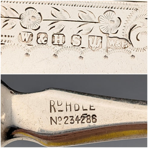 1907 British Antique Silver Plate Cutlery Pair of 4, Walker & Hall