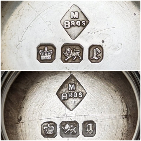 1897 年英國古董純銀耳環裝飾碗帶腿大小一對共 340 克 MAPPIN BROS