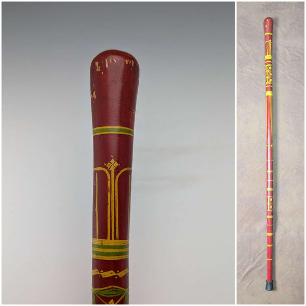 ヴィンテージ 紳士用 ロンデルハンドル ステッキ マルチカラー塗装 杖 93cm