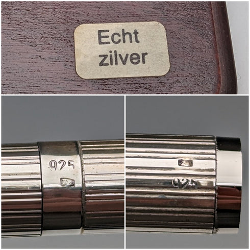 ヴィンテージ 純銀製レターオープナー&ボールペンセット 木製ケース入り