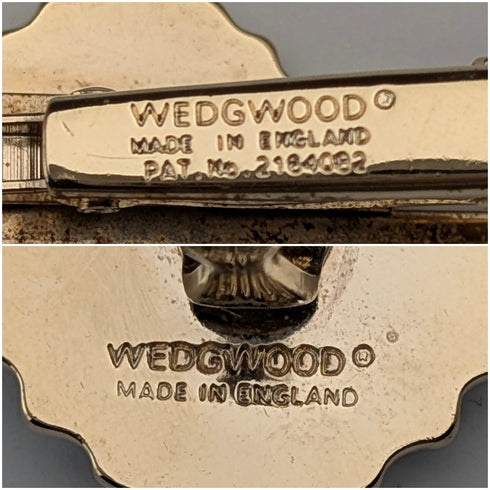 英國韋奇伍德袖扣和領帶夾,飾有藍色碧玉帆船圓形浮雕,配金色底座盒