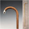 1919 British Antique Brown Shaft, Curved Handle, Pure Silver Decorated Lightweight Walking Stick, 82cm