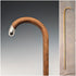 1919 British Antique Brown Shaft, Curved Handle, Pure Silver Decorated Lightweight Walking Stick, 82cm