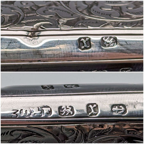 1897年 英国アンティーク 純銀製 両開き型カードケース 122g Deakin and Francis