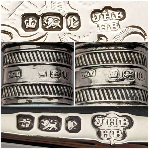 1897年 英国アンティーク 白蝶貝ハンドル 純銀ブレード カトラリー6ペアセット 箱入り J Barraclough