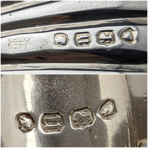 1875 British Antique Sterling Silver Tea Caddy Spoon & Tongs HENRY LIAS in Case