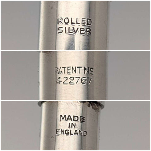 British Vintage Yard O' Red Rolled Silver Push-Pull Pencil