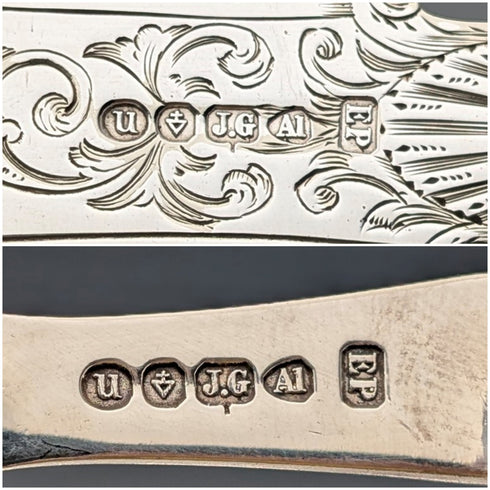 Late 19th Century British Antique Silver Plate Handle Cutlery 7 Pair by John Gilbert