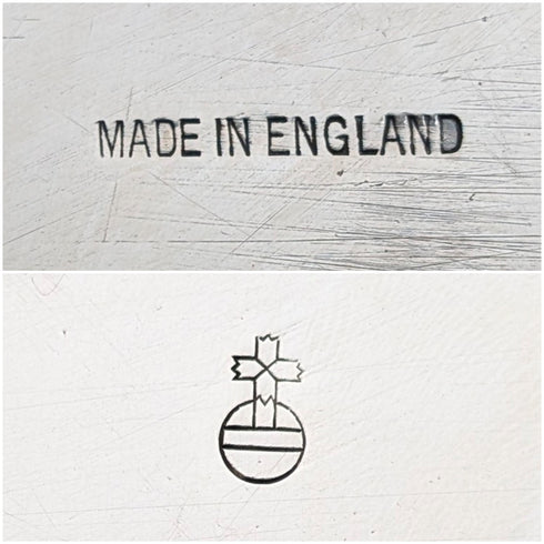 Vintage British silver plated round leg Salva, diameter 36cm