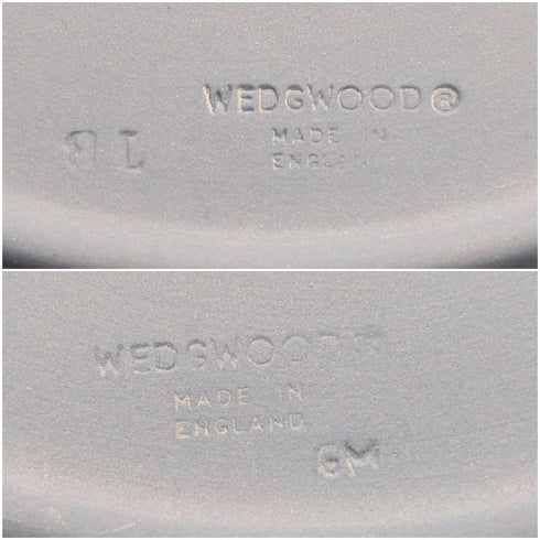 Pair of vintage Wedgwood Jasperware plates, Angel design, 22cm diameter, pale blue ②