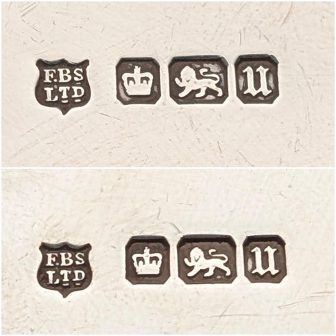 1912 British antique sterling silver D-shaped napkin rings, pair, 56g, Fenton Brothers