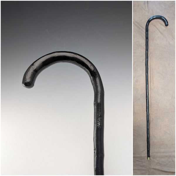 ヴィンテージ ねじれブラックシャフト 曲がりハンドル ステッキ 杖 84cm