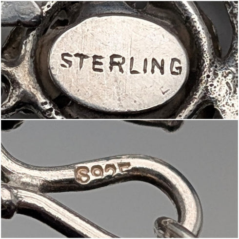 Vintage Sterling Silver Rose Flower Chain Necklace, 43cm, 65g