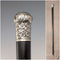 1910 British antique black shaft sterling silver rondelle handle walking stick 84cm