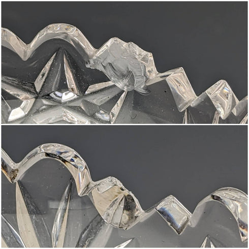 1927 年英國復古切割玻璃碟一對純銀叉子套裝 CW Fletcher & Sons 盒裝