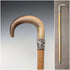 Antique British tan shaft horn bent handle walking stick 83cm