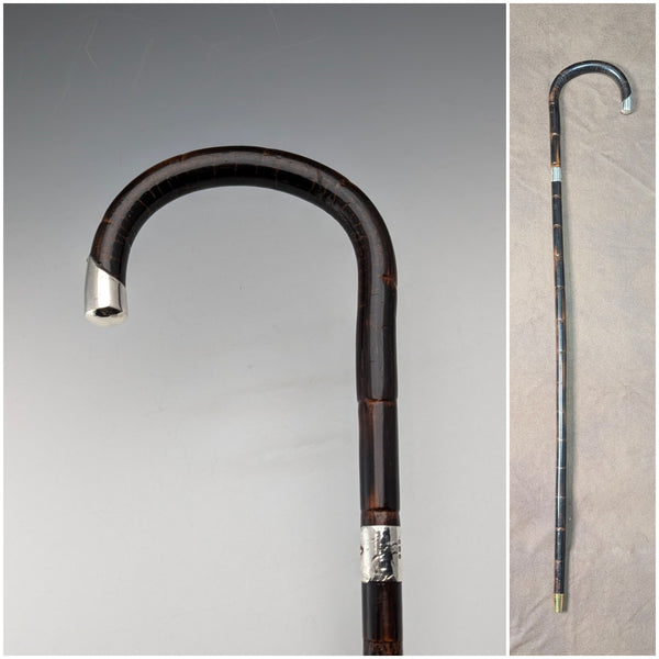 1919 British antique ladies' bent handle walking stick, 76cm