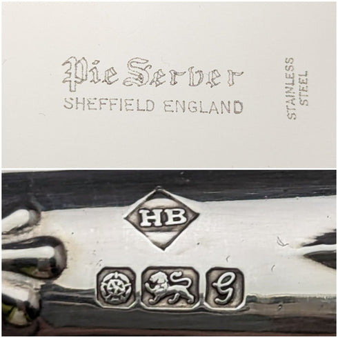 1981 British Vintage Sterling Silver Handle Cake Slicer Boxed Harrison Brothers