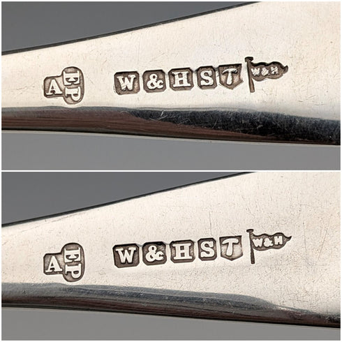 1903 British Antique Silver Plate Fish Cutlery (6 Pairs) by Walker & Hall